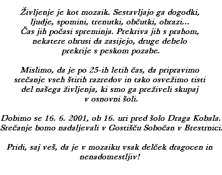Vabilo na 25. obletnico srecanja